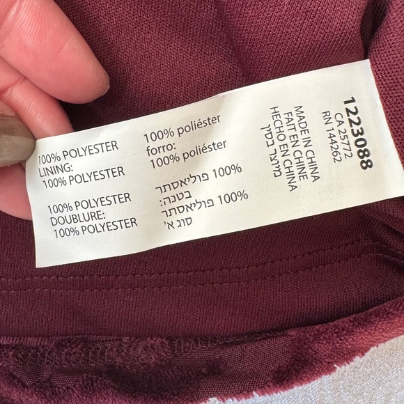 NWT DEX Velvet Burgundy Camisole Tank Top Adjustable Tie-Straps Size M - Picture 8 of 10